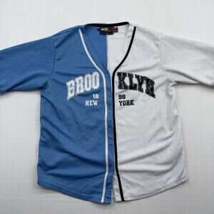Retro Fox Blue And White Brooklyn Baseball Jersey Size Medium